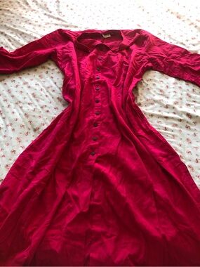 Classic Button-Front Maxi Dress in Bright Pink